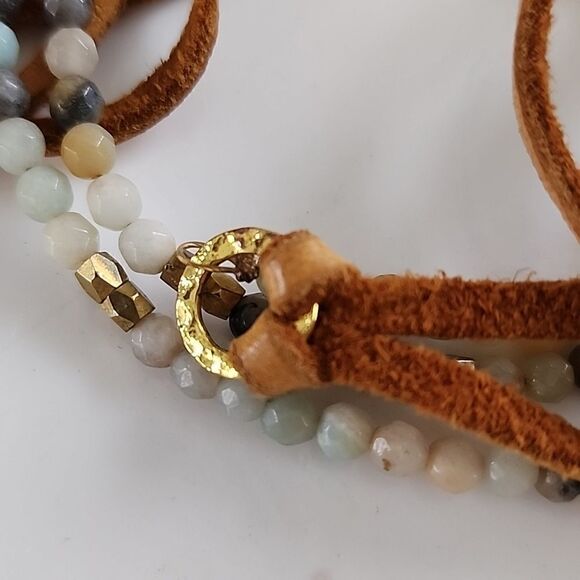 Julio Designs Necklace~Bracelet Wrap with Suede and Stones Euro Summer - Picture 7 of 13